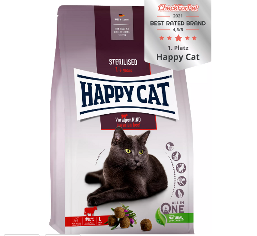 Happy Cat Sterilised 1+ Atlantic Salmon 10 kg - Makanan Kucing Steril